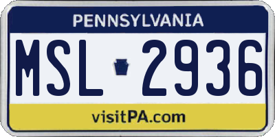 PA license plate MSL2936