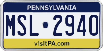 PA license plate MSL2940
