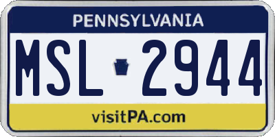 PA license plate MSL2944