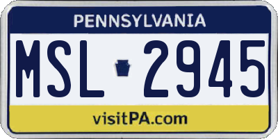 PA license plate MSL2945