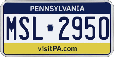 PA license plate MSL2950