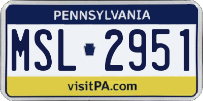 PA license plate MSL2951