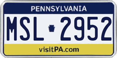 PA license plate MSL2952