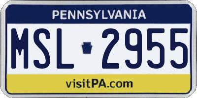 PA license plate MSL2955