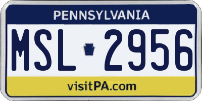 PA license plate MSL2956
