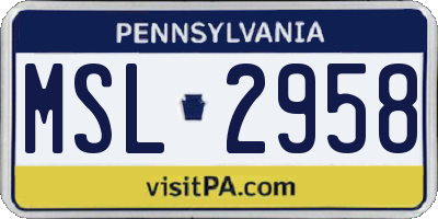 PA license plate MSL2958
