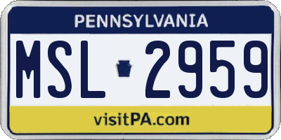 PA license plate MSL2959