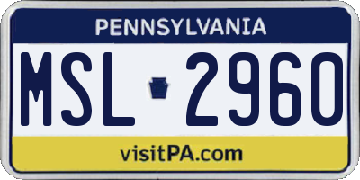 PA license plate MSL2960