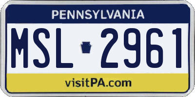 PA license plate MSL2961