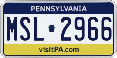 PA license plate MSL2966