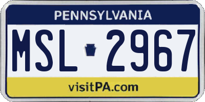 PA license plate MSL2967