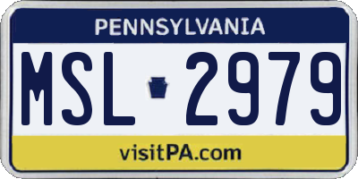 PA license plate MSL2979