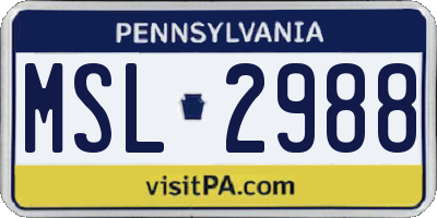 PA license plate MSL2988