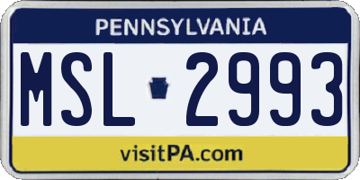 PA license plate MSL2993