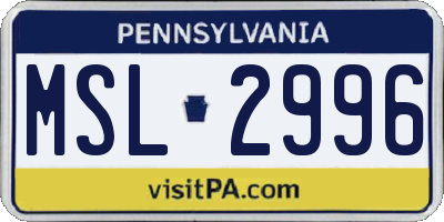 PA license plate MSL2996