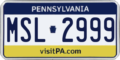 PA license plate MSL2999