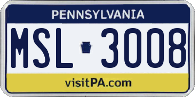 PA license plate MSL3008