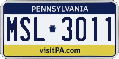 PA license plate MSL3011