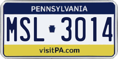 PA license plate MSL3014