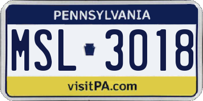 PA license plate MSL3018