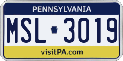 PA license plate MSL3019