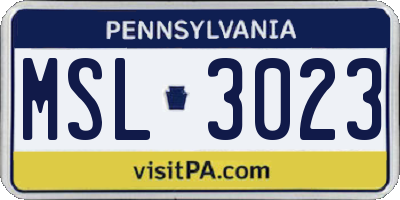 PA license plate MSL3023