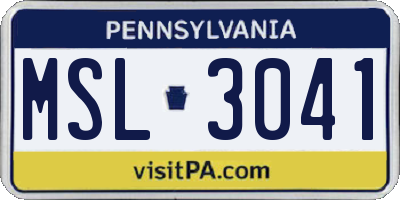 PA license plate MSL3041