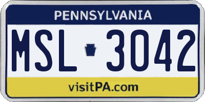 PA license plate MSL3042