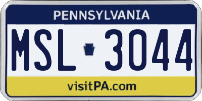 PA license plate MSL3044