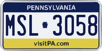 PA license plate MSL3058