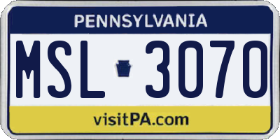 PA license plate MSL3070
