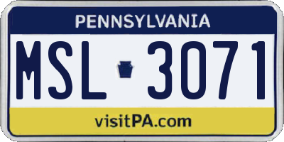 PA license plate MSL3071