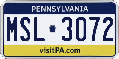 PA license plate MSL3072