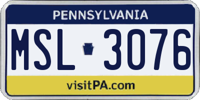 PA license plate MSL3076