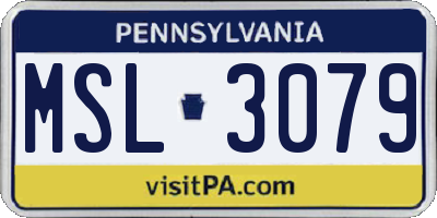 PA license plate MSL3079