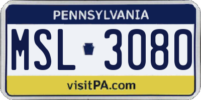 PA license plate MSL3080