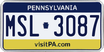 PA license plate MSL3087