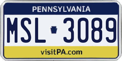 PA license plate MSL3089