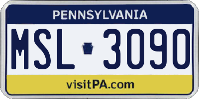 PA license plate MSL3090