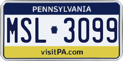PA license plate MSL3099