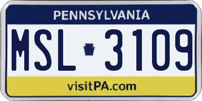 PA license plate MSL3109