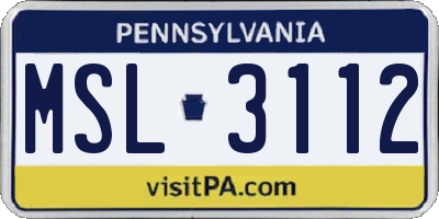 PA license plate MSL3112
