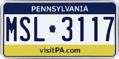 PA license plate MSL3117
