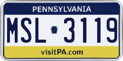 PA license plate MSL3119