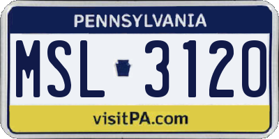 PA license plate MSL3120