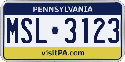 PA license plate MSL3123
