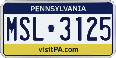 PA license plate MSL3125