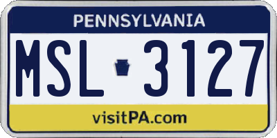 PA license plate MSL3127