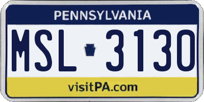PA license plate MSL3130