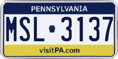 PA license plate MSL3137